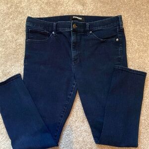 Express Jeans- dark wash, mid rise ankle legging fit